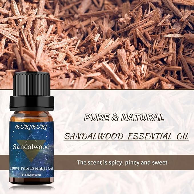 Sandalwood Essential Oil 2Pack for Massage, Diffuser, Humidifier - 100% Pure Sandalwood Oil 10ml