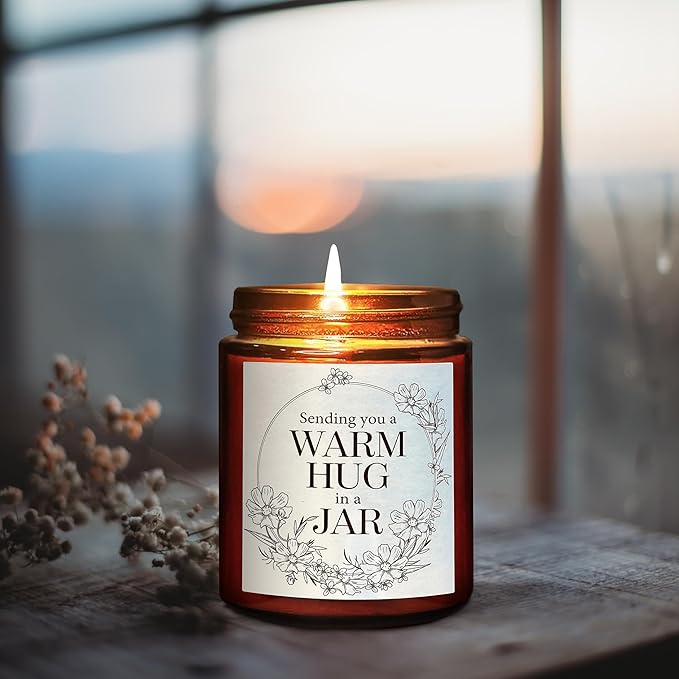 Sending Hug Gifts for Women Men - Warm Hug Scented Candle - Relaxing, Get Well, Sympathy Gift - Gift for Her Bestie Best Friend Coworker - Lavender Eucalyptus Natural Soy Wax Candle for Home