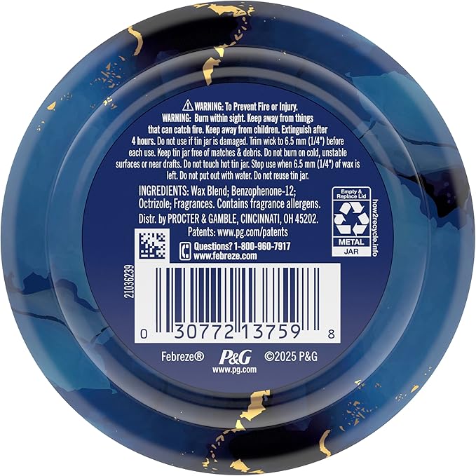 Febreze Scented Candle, Ocean Scent, 11 oz 4 Wick Candle, Single Pack