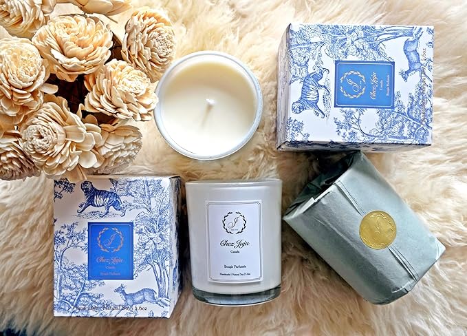 Natural Soy Wax Candle | English Pear, Freesia & Amber | Luxurious Scented Candle Fragrance Aromatherapy | Clean Burning | Handcrafted | Plant-Based Vegan Eco Friendly | Pure Essential Oil