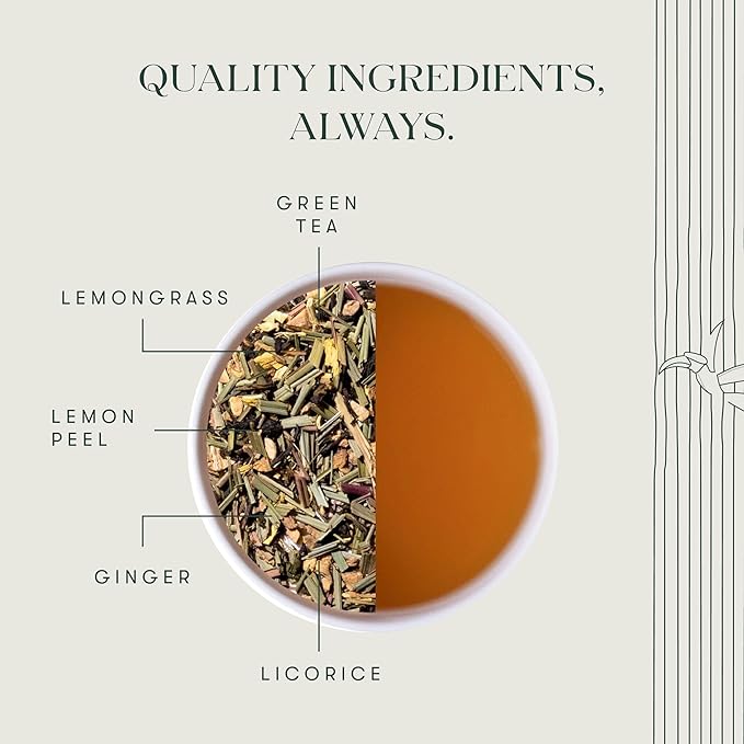 Luxmi Estates Citrus Sky Lemongrass Ginger Green Tea 50 Tea Bags (100g) Pack | Certified Organic Darjeeling Green Tea | Natural Lemon Balm Tea - Calming, Supports Digestion | 50 Cups Bulk Pack