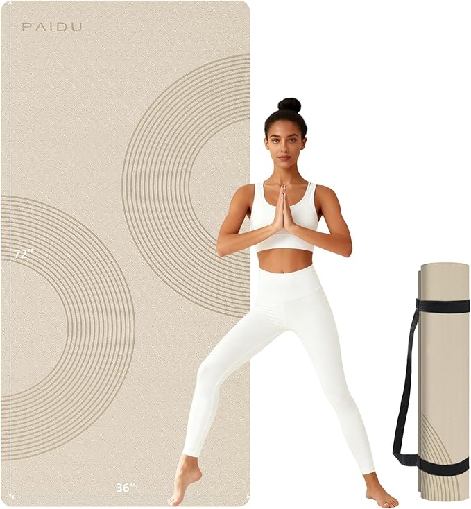 PAIDU Large Yoga Mat, 72" x 36" x 2/5"（10MM） Thick Non-Slip Exercise Mat, SGS-Certified POE Material, Ideal for Home Gym, Yoga, Pilates, Fitness Workouts & Floor Mat
