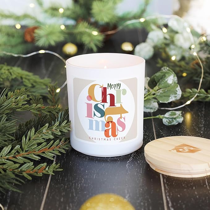 Simply Said, INC Merry Christmas Candle, Christmas Cheer Scented 2 Wick 11 oz Premium Soy Candle, Hand Poured in USA, CDL1380