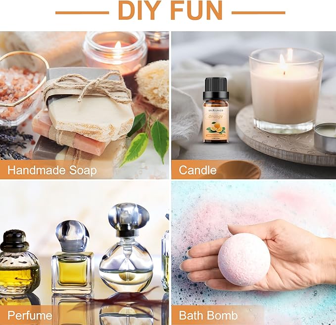 Sedbuwza Orange Essential Oil, Pure Organic Orange Fragrance Oil for Diffuser, Humidifier, Soap, Candle, Perfume