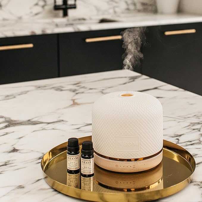 NEOM – Wellness Pod Luxe | Premium Ceramic Ultrasonic Essential Oil Diffuser, 350ml | Ceramic Cover, Remote Control, LED Light & Timer | Aromatherapy Diffuser | Home Fragrance…