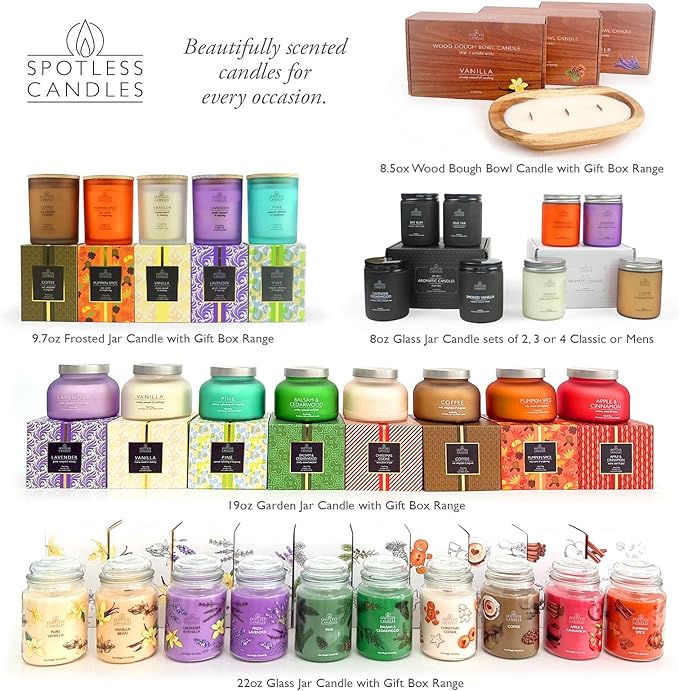 Vanilla Candle 22oz 16" x 9" Reusable Jar Candle 130 Hours Long Burn Time with Wooden Wick in Presentation Gift Box & Protective Shipper Spotless Leopard