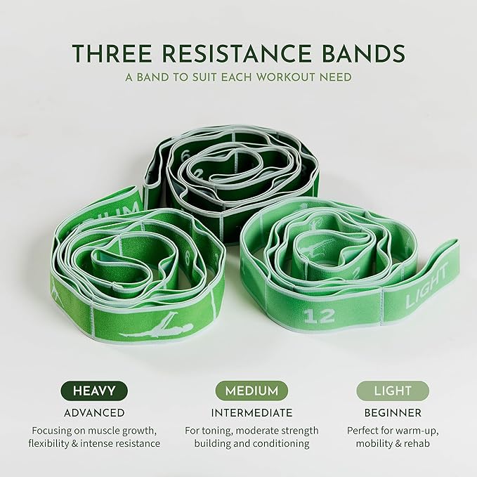 LIFE OF KOI Stretching Strap Set of 3, Stretch Straps with Loops for Yoga, Pilates, Dance, Physical Therapy, 3 Resistance Bands, Stretch Bands for Exercise, Flexibility, Yoga Straps for Stretching