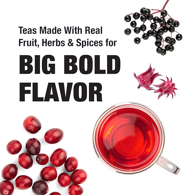 Tiesta Tea - Fireberry Cranberry Hibiscus Loose Leaf Tea, Premium Caffeine-Free Rooibos Blend, Brew Hot or Iced, Makes Up to 250 Cups, 16oz Bulk Pouch & 5oz Refillable Tin Set