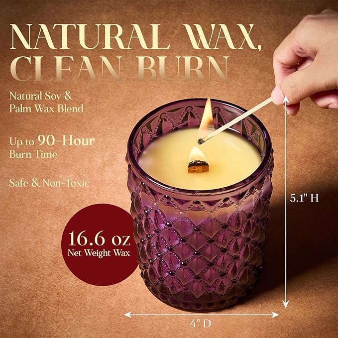 M&SENSE Citrus & Lavender Scented Candle | 16.6oz, 100-Hour Burn | Natural Non-Toxic Soy Wax | Long-Lasting for Mood Healing and Gifting | for Bathroom, Kitchen, Office