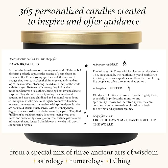 September 12th Personalized Zodiac Candle | Inspirational Astrology Reading and Daily Affirmation for Your Birthdate | Handmade Virgo Candles | Astrology Birthday Gifts for Women
