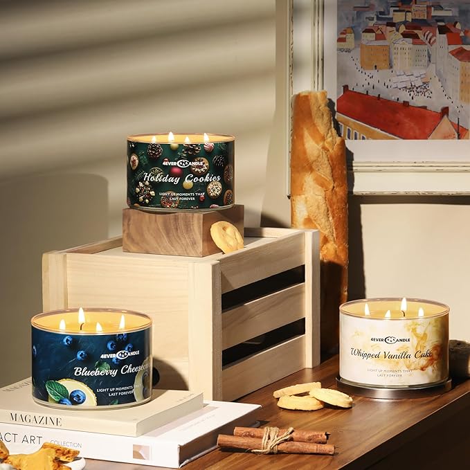4EVER Scented Candles | 4-Wick 18oz Soy Wax Candle | Up to 50Hrs Clean Burn | Aromatherapy Candles for Home Scented | Gifts for Women & Mom, Whipped Vanilla Cake