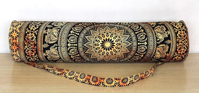 INDIAN CRAFT CASTLE ICC Yoga Mat Bag Carrier Full-Zip Exercise Yoga Mat Carry Bag for Women Men with Multi-Functional Storage Pockets and Adjustable Shoulder Strap 26X6 Inches