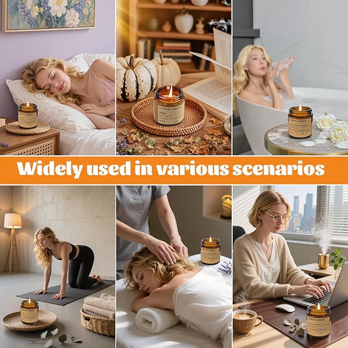 6 Pack Scented Candles Gifts for Women,3.5 Oz Amber Candles Set, 150 Hours Long Burning Soy Wax Candles Jar Aromatherapy Candles for Stress Relief, Birthdays, Weddings, Christmas Gifts, Yoga, Bath