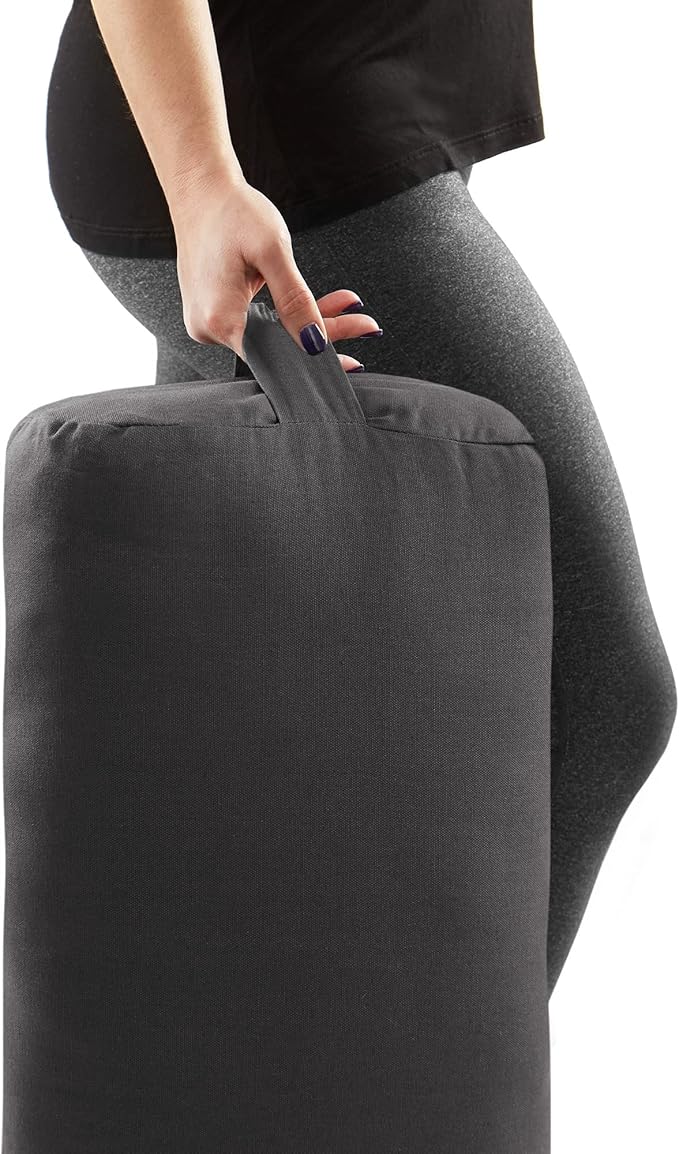 Node Fitness Yoga Meditation Cushion, 25" x 12" Rectangular Bolster with Organic Cotton Cover