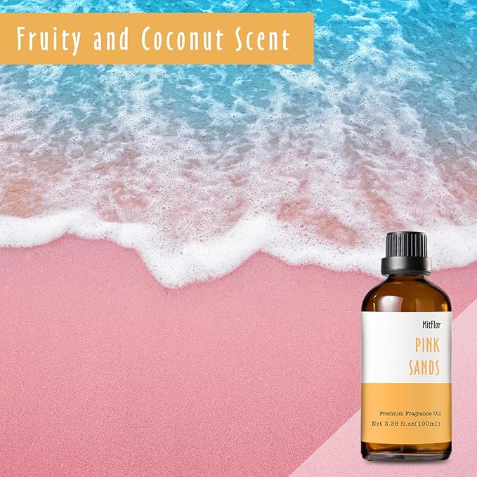 Pink Sands Fragrance Oil, MitFlor Single Scented Oils, Large Size Premium Grade Fragrance Oil for Diffuser, Soap & Candle Making Scent, Essential Oils for Home, 3.38 OZ/100ML
