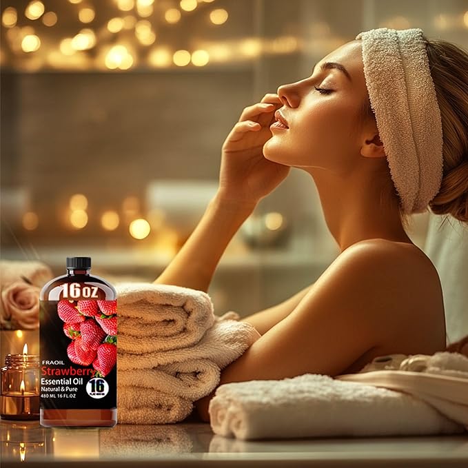 Strawberry Essential Oil, Strawberry Oil 16 Fl Oz 480 ML for Diffuser Humidifier Yoga Cleaning DIY Candle Soap Making Perfume Gift for Women Essential Oils
