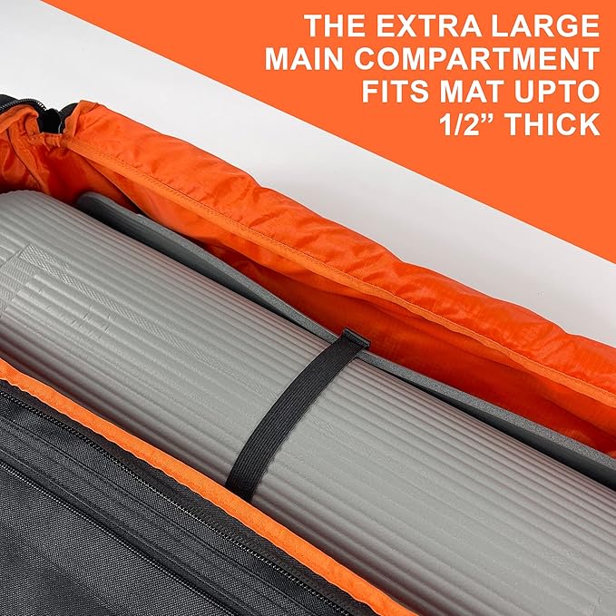 Fitdom Tactical Inspired Yoga Bag for Adult Men. Heavy Duty Yoga Bags and Carriers Fits All Your Stuff. Yoga Mat Bag with Expandable Compartment for 2 Yoga Blocks & Multiple Pockets - Yoga Mat Carrier