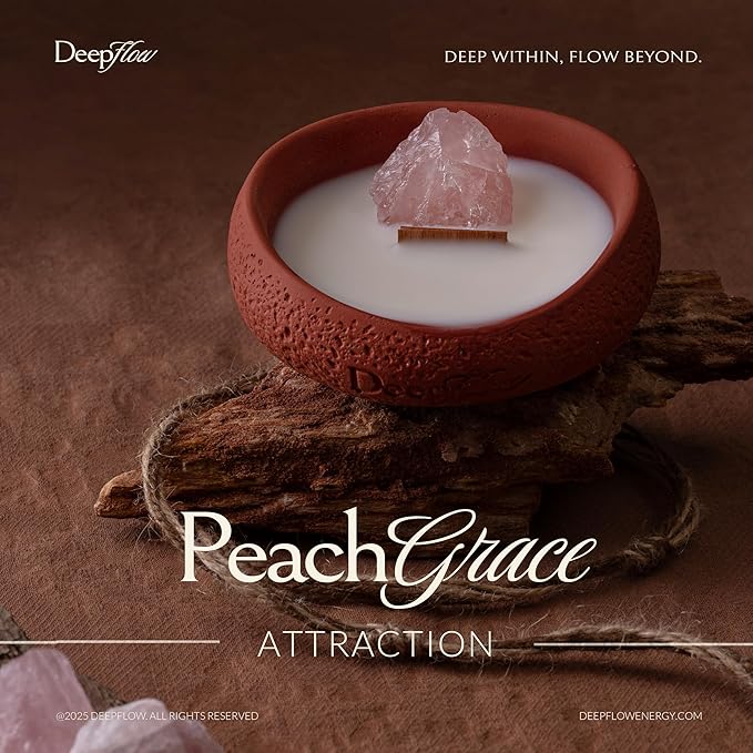 Simple Deluxe Grapefruit & Vanilla Aromatherapy Candle Soy Wax with Strawberry Crystal and Wood Wick | Scented Candle with Ritual Paper and Cinnabar for Love, Stress Relief | 2.5 oz, Gift for Women
