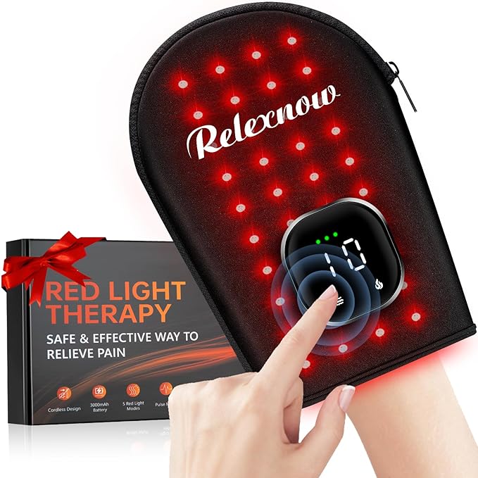 Cordless Red Light Therapy for Hand Pain Relief with 660nm Red 850nm Infrared Light, Dual-Sided 80 Beads Near Infrared Light Therapy Glove for Hand Fingers Wrist Joint Pain Relief
