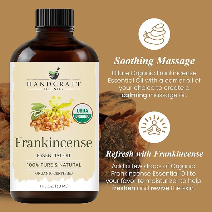 Handcraft Blends Organic Frankincense Essential Oil – 1 Fl Oz – 100% Pure and Natural – Premium Grade Essential Oil for Diffuser and Aromatherapy