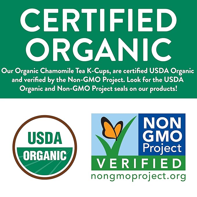 FGO Organic Chamomile Tea K-Cup Pods for Keurig, 24 Count (Pack of 1), Naturally Caffeine-Free Herbal Tea, USDA Organic, Non-GMO, & Recyclable