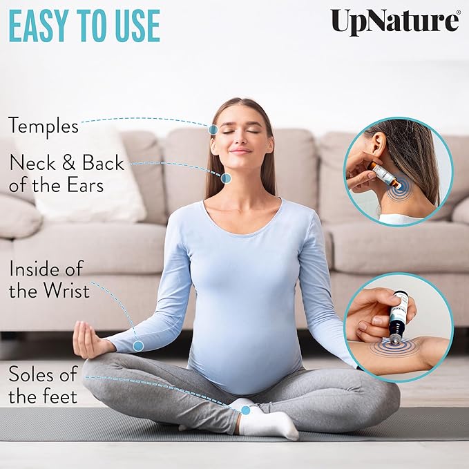 UpNature Peppermint Essential Oil Roll On - Natural Nausea Morning Sickness Relief for Pregnant Women - Pregnancy Must Haves Rollerball Roller