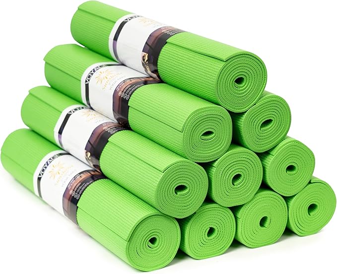 Sunshine Yoga Voyage Yoga Mat, 10 Pack, 72" x 24" Professional Studio and Gym Bulk Yoga Mats, 5mm Thick, Durable, Anti-Tear, Non Slip Fitness and Exercise Mats