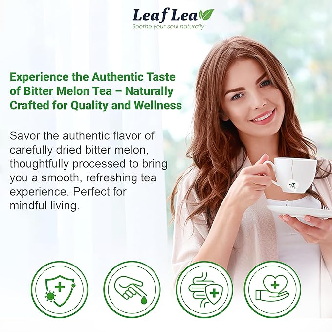 LeafLea 80 Bitter Melon Tea Bags, Premium Dried Momordica Charantia (Melon Amargo, Gohyah) Herbal Fruit Tea | Supports Wellness and Digestion | Caffeine-Free, Sugar-Free, Vegan, Pack of 2
