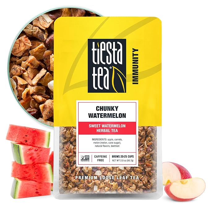 Tiesta Tea - Chunky Watermelon, Loose Leaf, Sweet Watermelon Herbal Tea, Premium Non-Caffeinated Blend, Make Hot or Iced, Brews Up to 25 Cups, 2 Ounce Resealable Pouch