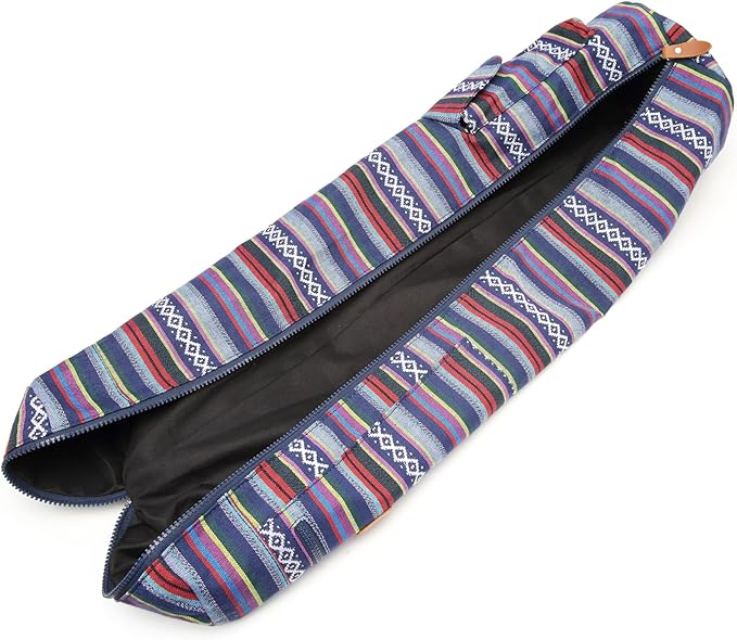 ELENTURE Canvas Yoga Mat Bag with Adjustable Strap & Pockets, Full-Zip Travel Gym Tote for Women & Men, Fits 1/4" & 1/3" Thick Mats, Lightweight Carrier for Yoga, Workout, Outdoor Use