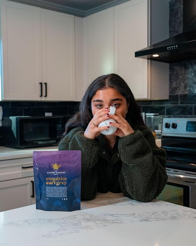 Earl Grey Tea, Organic Loose Leaf Black Tea – Classic Bergamot & Citrus Flavor – Boost Clarity & Wellness – Drink Hot or Iced – 4 oz Resealable Bag (Makes 50 Cups) – The Elegant Elephant