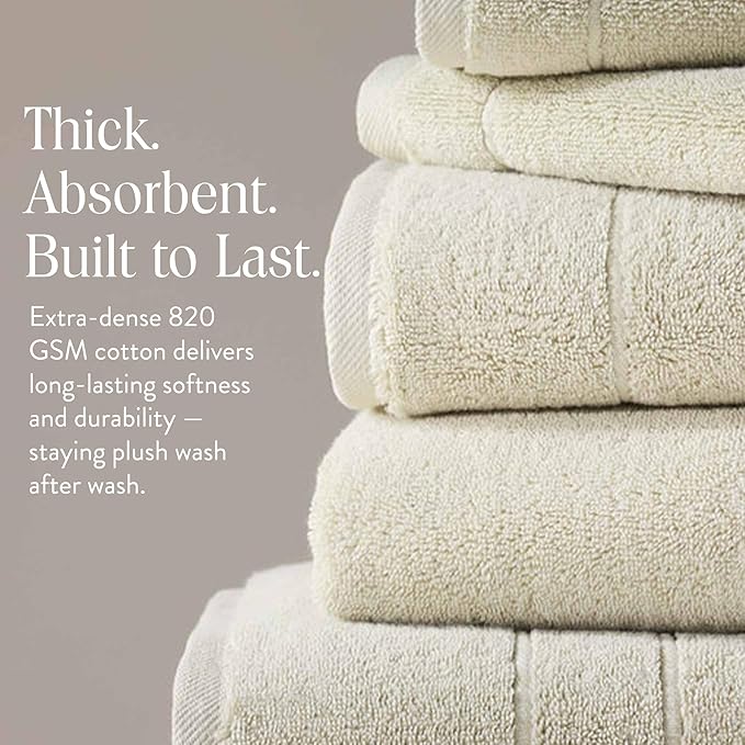 Brooklinen Super-Plush Bath Towel and Hand Towel Set - 2 Bath Towels, 2 Hand Towels - Cotton, Highly Absorbent (Stone)