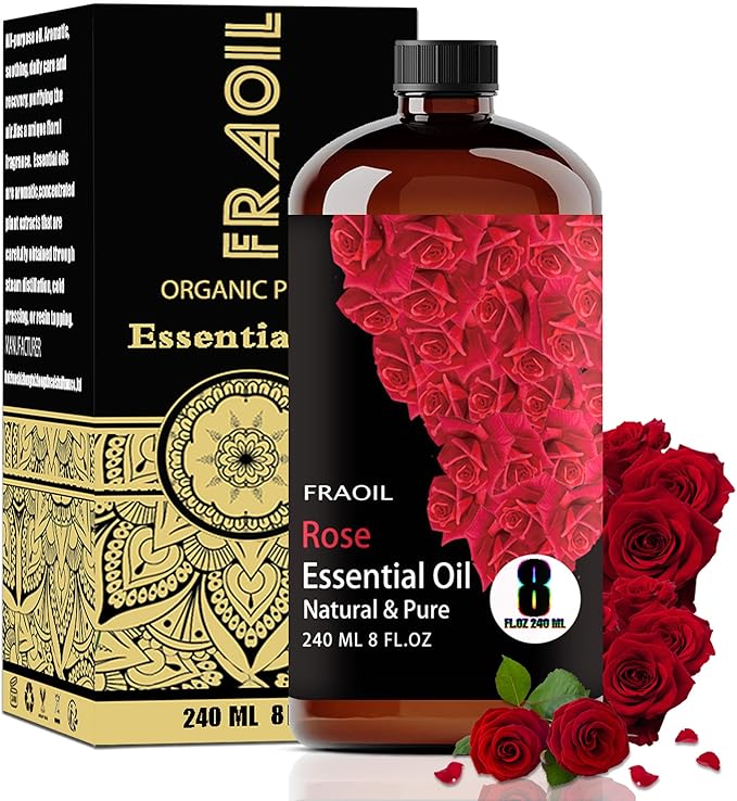 Rose Essential Oil, Rose Oil 8 Fl Oz 240ML for Diffuser Humidifier Yoga Cleaning DIY Candle Soap Making Perfume Gift for Women Essential Oils