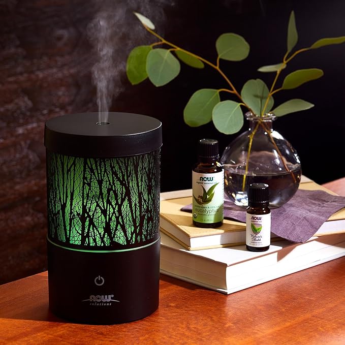 NOW Essential Oils, Metal Touch Ultrasonic Aromatherapy Oil Diffuser, Extremely Quiet and Heat Free, Color Changing LED