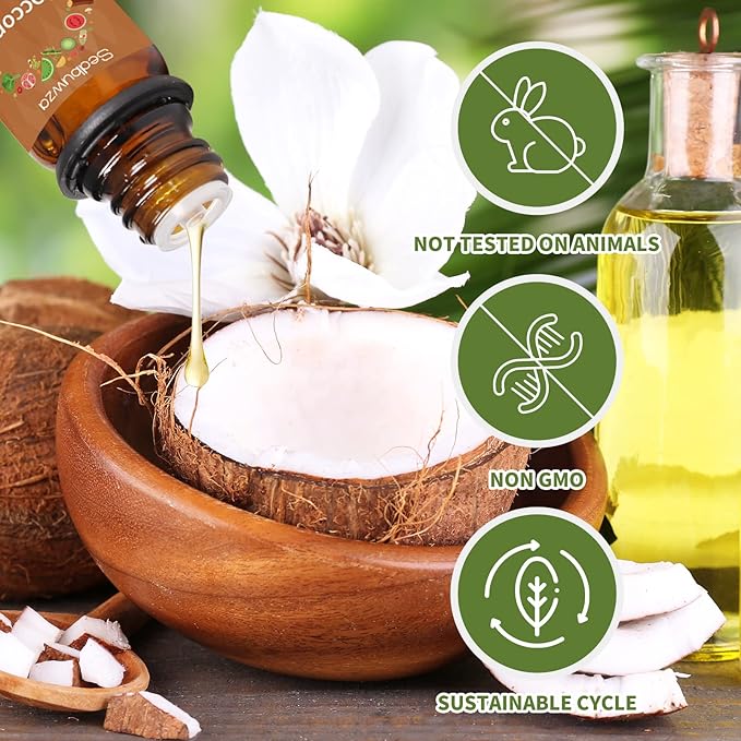 Sedbuwza Vanilla Coconut Essential Oil Set, Vanilla Fragrance Oil Coconut Scent Oil Set for Diffuser, Aromatherapy, Massage, Soap, Candle Making 2 x 10 ml