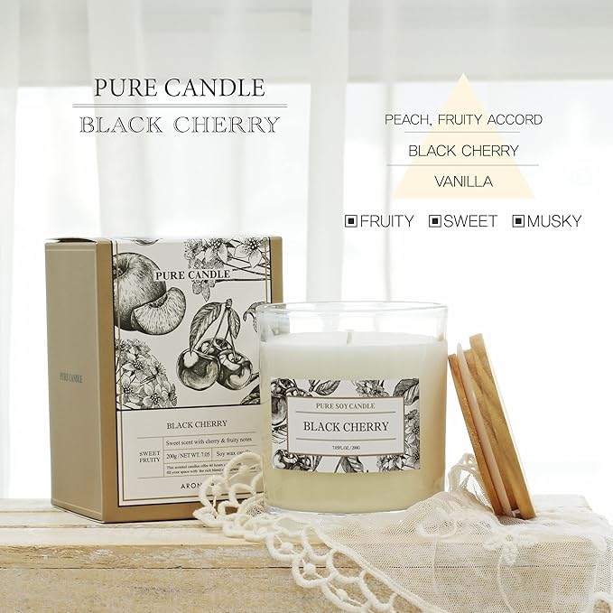 Aronica Black Cherry Merlot Soy Candles with Messages, Fall Candles Bestfriend Gift, Energizing Fruity Scent for Home