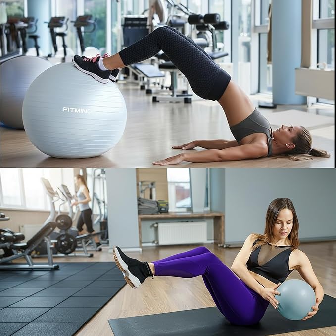 FITMIND Exercise Balls Set 22-30 Inch & 9 Inch, Small Pilates Ball with Pump, Pregnancy Ball for Women, Yoga Balls for Exercise, Small Exercise Ball for Between Knees, Stability, Physio