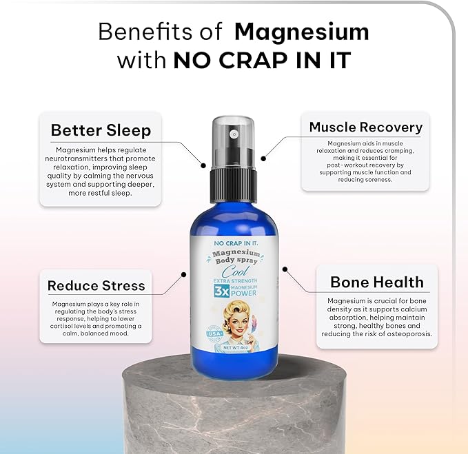 No Crap In It Magnesium Spray, Triple Action!- Your Way to Wellness | Immediate Relief with Our Unique Magnesium Glycinate, Citrate, Chloride Blend Spray (Cool)