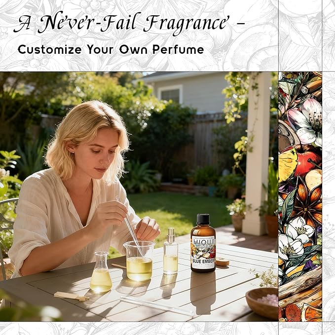 HIQILI Blue Ember Fragrance Oil for DIY Perfume, Body Wash & Candle Making, Long-Lasting Scents for Skin & Hair Care Products, Gifts - 1 Fl Oz