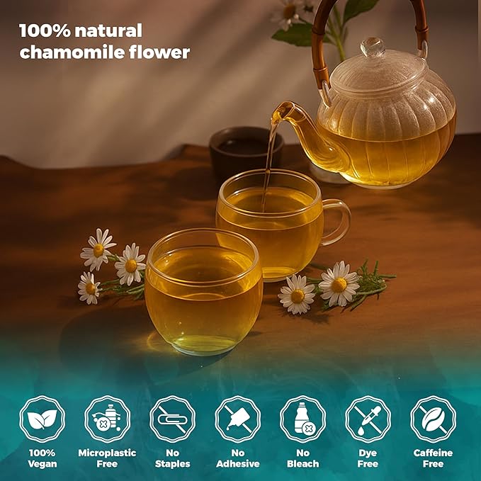 Lavitali, Chamomile Flower Tea| 120 bags, 100% Pure Herbal Tea | Caffeine-Free, Antioxidant-Rich, Eco-Friendly Filter Bag | Daily Natural Botanical, Hot or Iced Floral Infusion