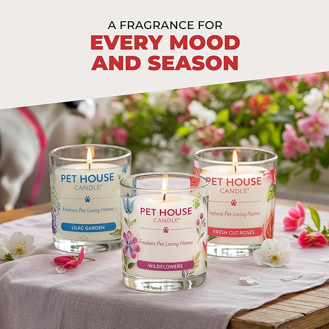 One Fur All Pet House Christmas Candles, Long Lasting, Clean Burning, Soy Wax Scented Pet Odor Candles Holidays Fur All