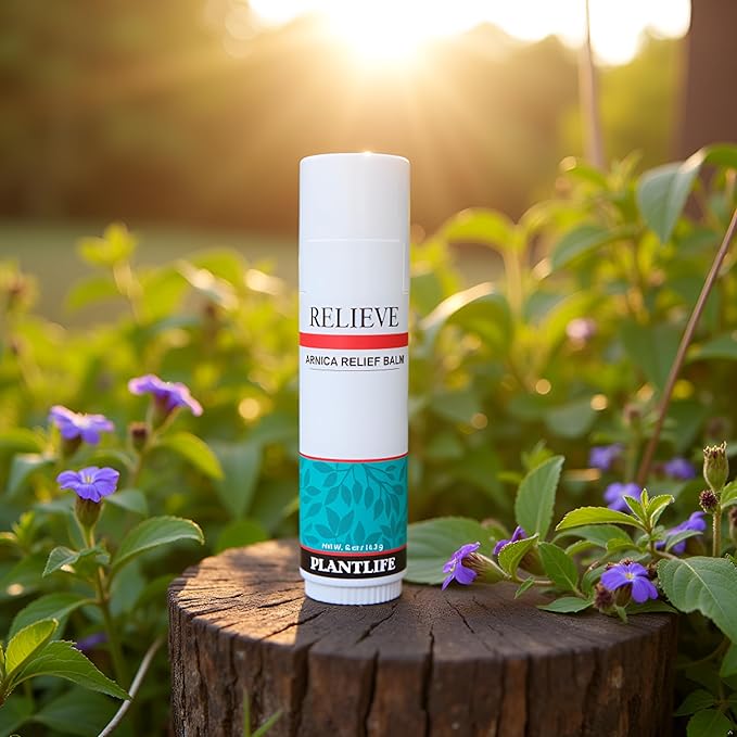 Plantlife Arnica Relieve Balm - Made with Arnica and 100% Pure Essential Oils - Relieve Products are a Homeopathic Solution for Everyday Use - Works Quickly and Effectively - Made in California