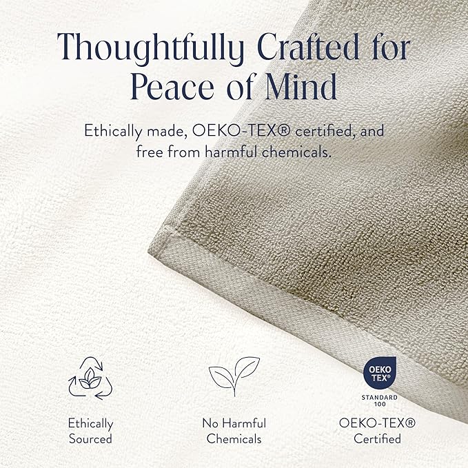 Brooklinen Super-Plush Turkish Cotton Hand Towels - Set of 2 - Cotton, 820 GSM, Highly Absorbent, Machine Washable, Perfect for Home & Bathroom (20" x 30", Stone)