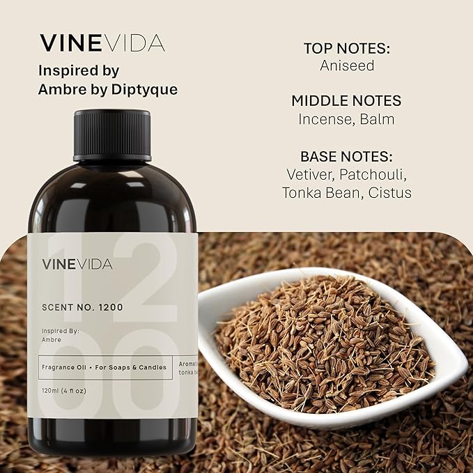 VINEVIDA [4oz] Scent No.1200 Fragrance Oil for Candle & Soap Making - Natural Candle Scents Made in USA