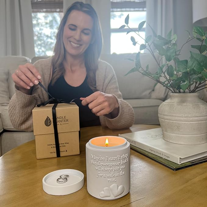 Candle Planter Triple Purpose Romantic, Aromatherapy Candles - Natural Soy Wax, Long-Lasting 50-Hour Burn, Apple Scents - Gifts for Him, Her,Cool, Couple, Husband and Wife Birthday Gift Ideas