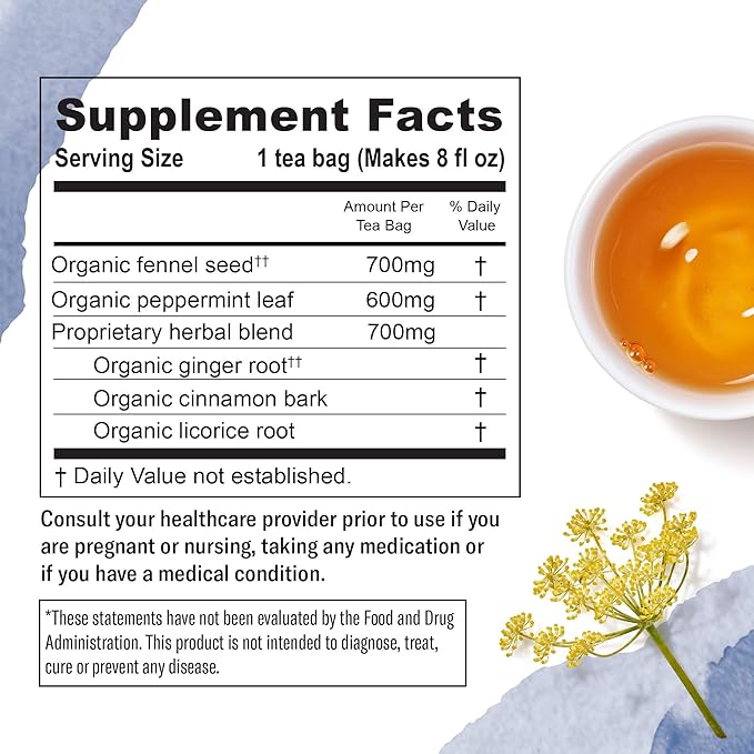 Numi Organic Congest Away Herbal Tea 48 Tea Bags Caffeine‑Free Blend with Fennel Peppermint Ginger Cinnamon & Licorice for Cooling Soothing Respiratory Comfort
