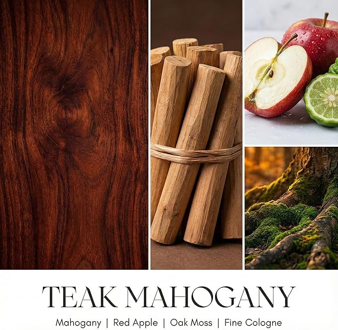 HomeLights Large jar Candle | 1-Wick Long-Lasting Scented Candles, 6.7oz Natural Soy Wax Candle for Home Scented, Industrial Chic Gifts for Women & Men, Teak Mahogany