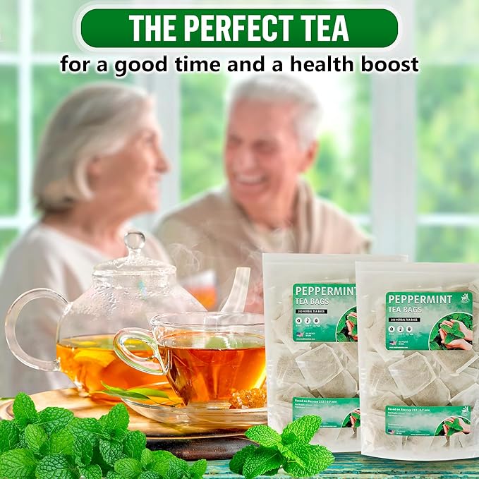 TeaDreamTea Peppermint Herbal Tea - Mint Tea Bags - Alleviates Digestive Discomfort | Caffeine Free, Bulk (400 Teabags)