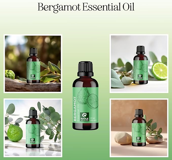 Bergamot Essential Oil for Diffuser Aromatherapy - 100% Pure Citrus Bergamot Oil for Hair Skin and Nails Plus Undiluted Relaxing Aromatherapy Essential Oil for Diffusers Baths and Topical Uses 1oz