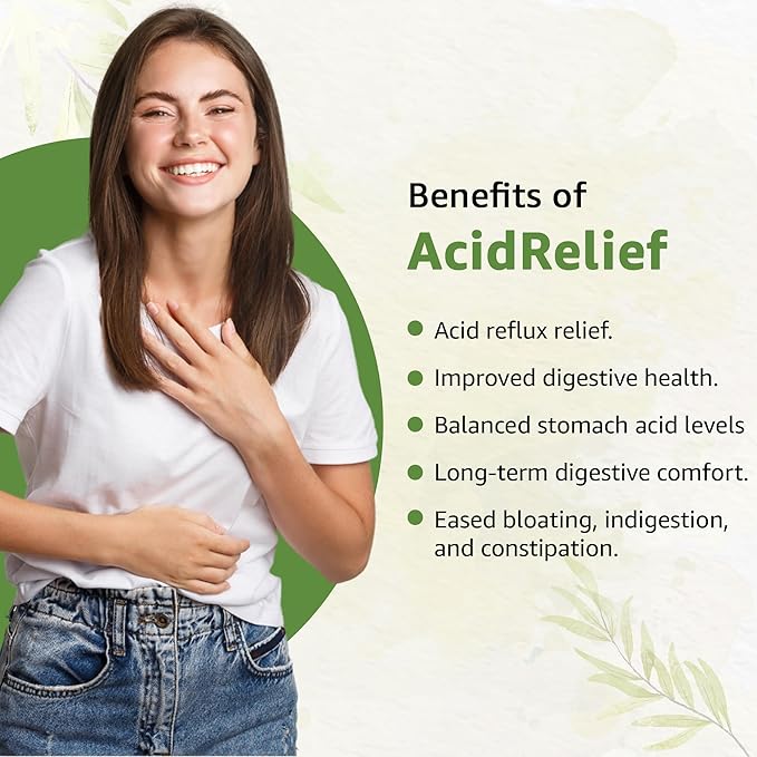 AcidRelief Acid Tamer | Promotes Stomach Comfort & Digestive Wellness* | Organic Herbal Blend for Gut Health* | Made in USA, USDA Organic, Vegan, Non-GMO, Gluten-Free | 60 Capsules